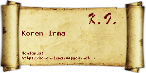 Koren Irma névjegykártya